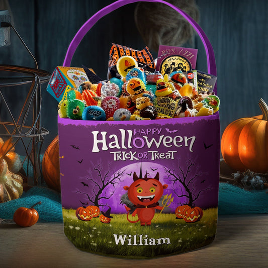 Trick Or Treat Kid Name Halloween Personalized Halloween Spooky Basket 3