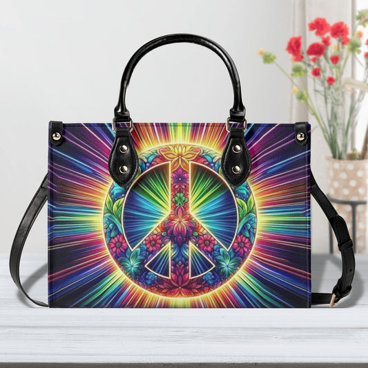 Trippy Psychedelic Floral Peace and Love Hippie Leather Bag Gift for Women _1_ cFYP7