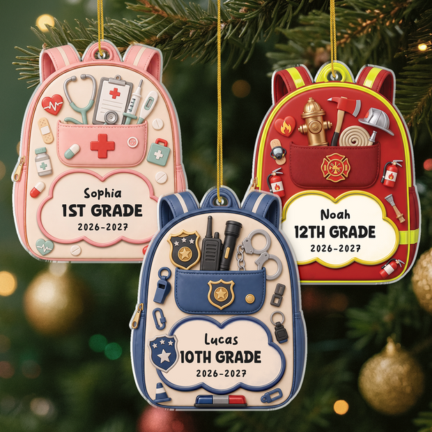 Future Job Backpack Christmas - Personalised Acrylic Ornament - Gifts for Kids