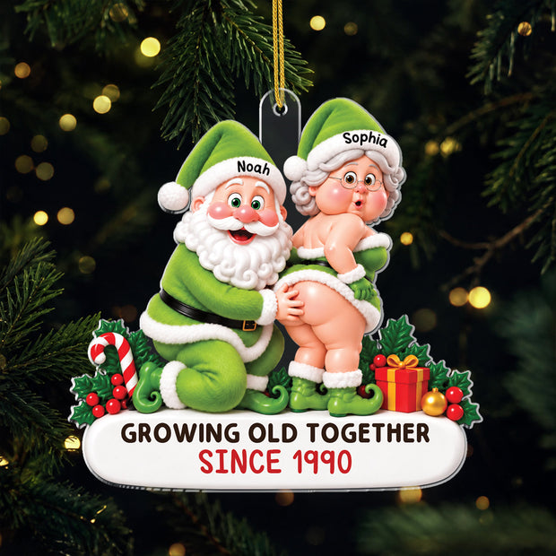 Growing Old Together Funny Santa Christmas Gift For Couple - Personalized Acrylic Ornament