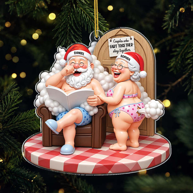 Couple Who Fart Together Funny Christmas Gift For Couple - Personalized Acrylic Ornament