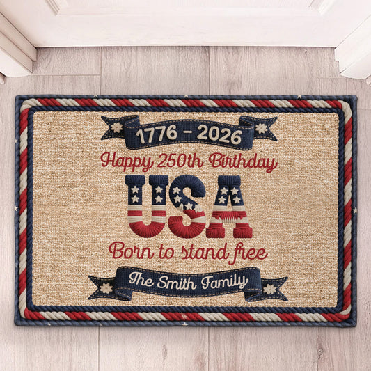 Usa 250Th Birthday Faux Yarn Pattern Personalized Doormat_1