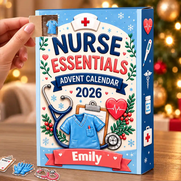 Nurse Essentials Custom Name Christmas Gift For Her, Nurses - Personalized Box Advent Calendar