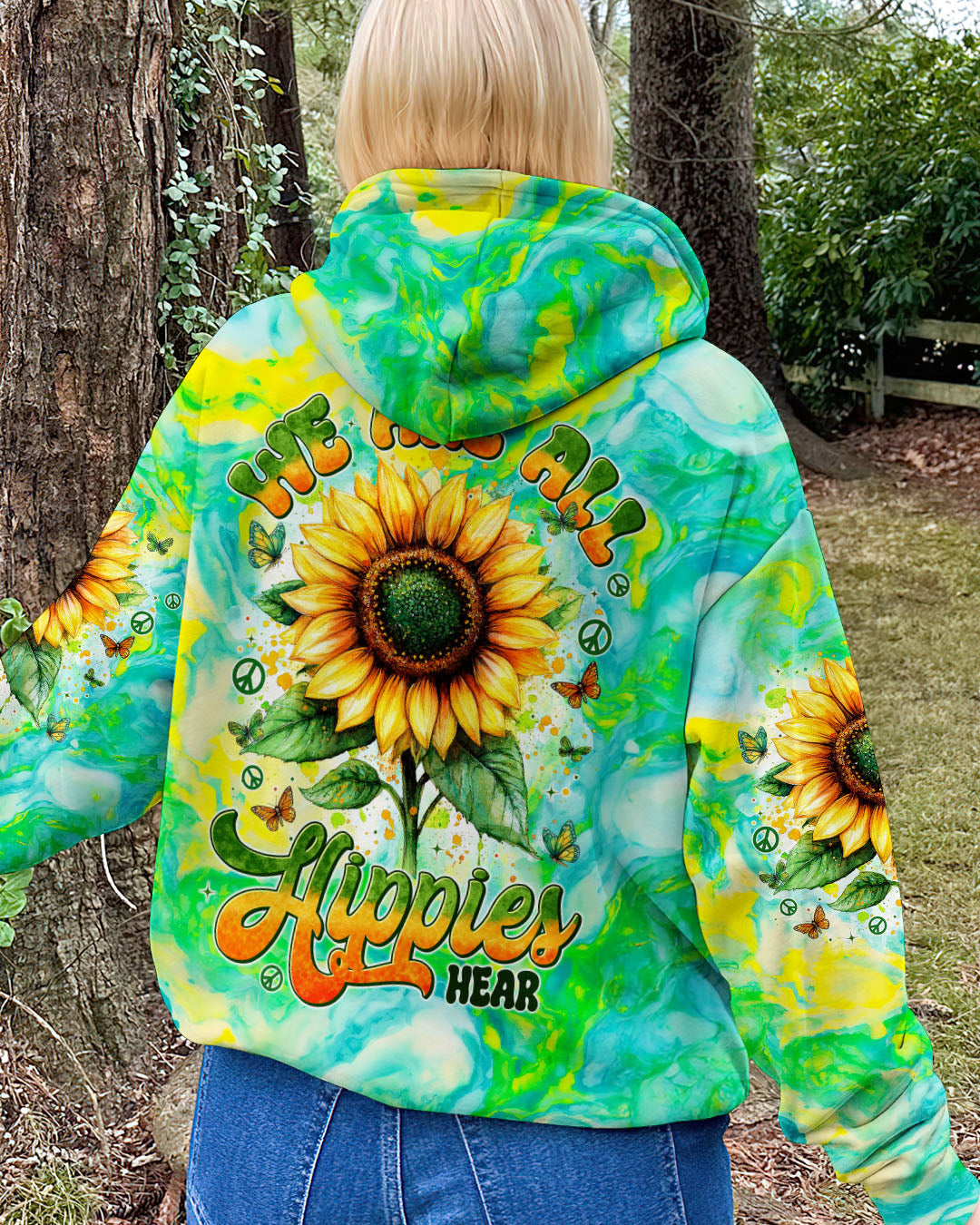 We Are All Hippies at Heart Sunflower Tie Dye Hippie Graphic AOP Shirts _12_ xc77m