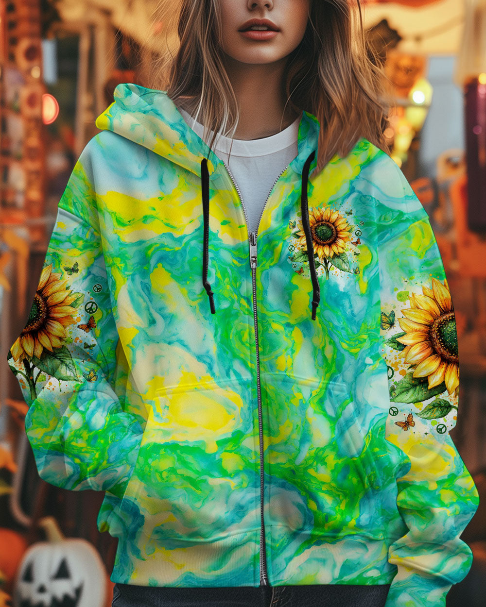 We Are All Hippies at Heart Sunflower Tie Dye Hippie Graphic AOP Shirts _2_ AgoIH