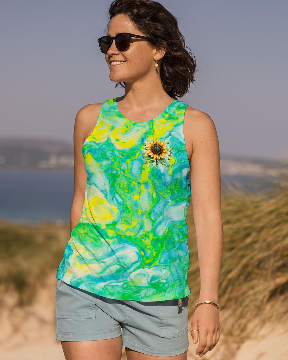 We Are All Hippies at Heart Sunflower Tie Dye Hippie Graphic AOP Shirts _4_ QsQhz