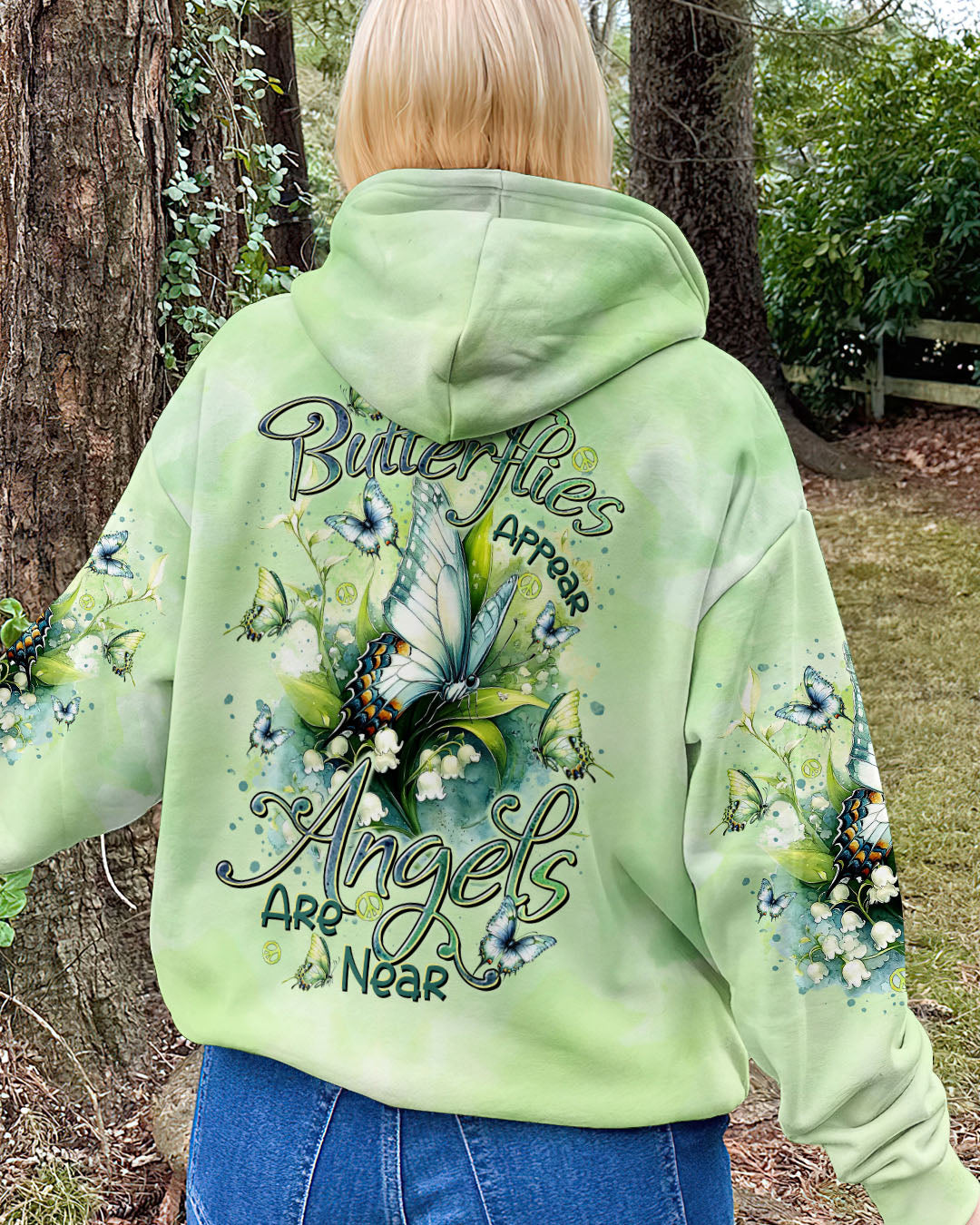 When Butterflies Appear Angels Are Near Memorial Butterfly Floral AOP Shirts _6_ HJidK