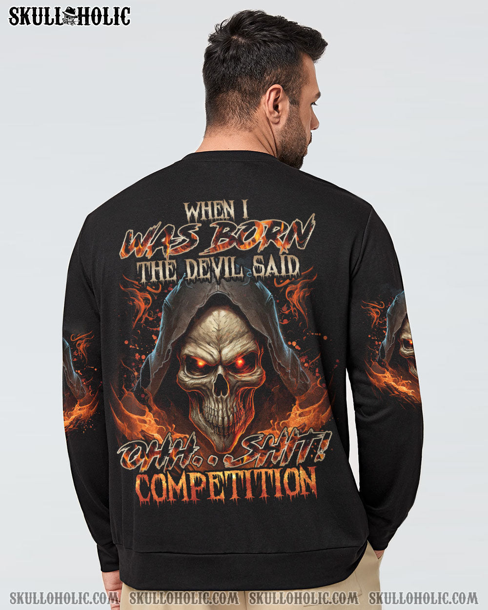 When I Was Born The Devil Said Ohh Sht Competition Grim Reaper Fire Skull AOP Shirts _3_ JC5ub
