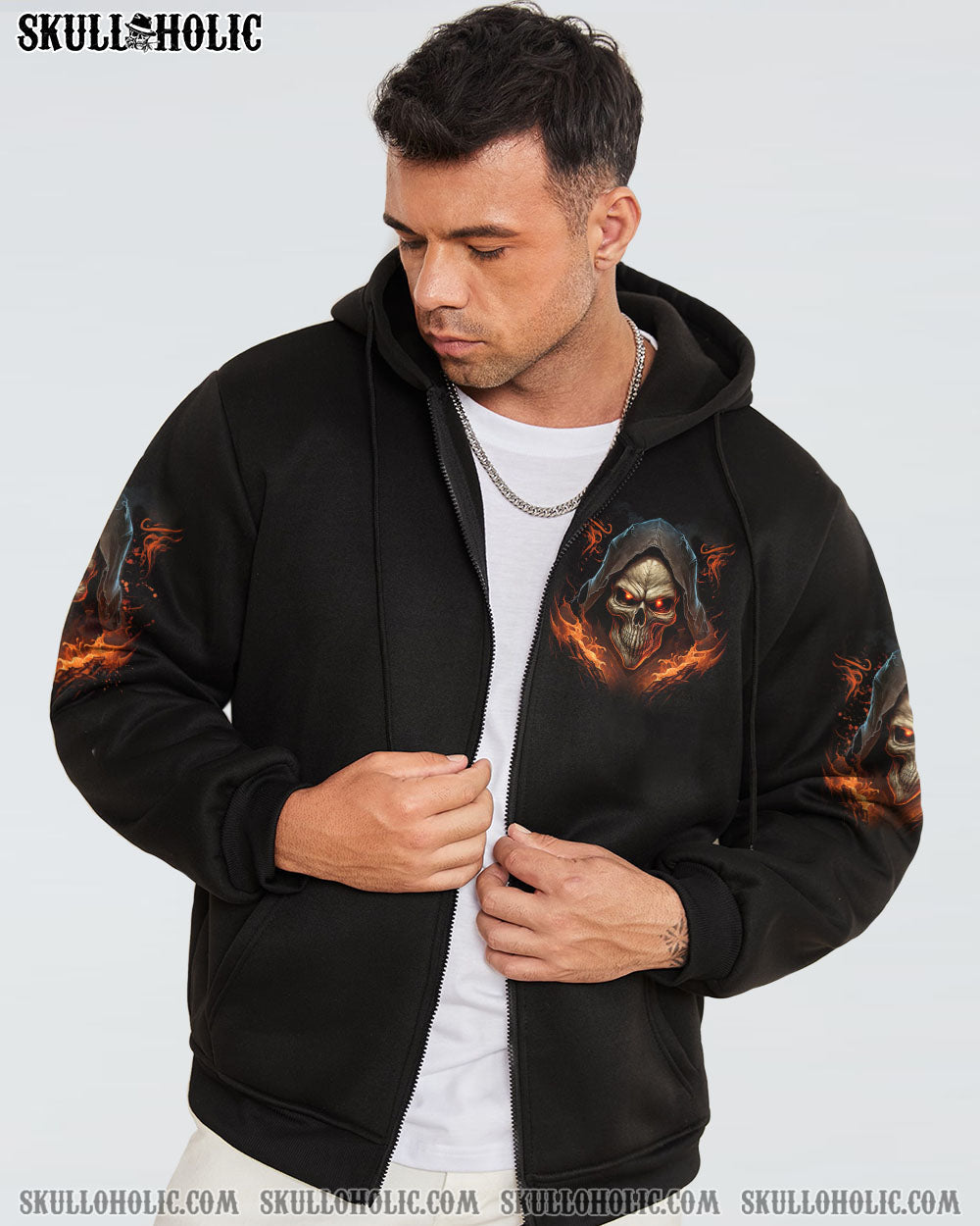 When I Was Born The Devil Said Ohh Sht Competition Grim Reaper Fire Skull AOP Shirts _4_ IsPam
