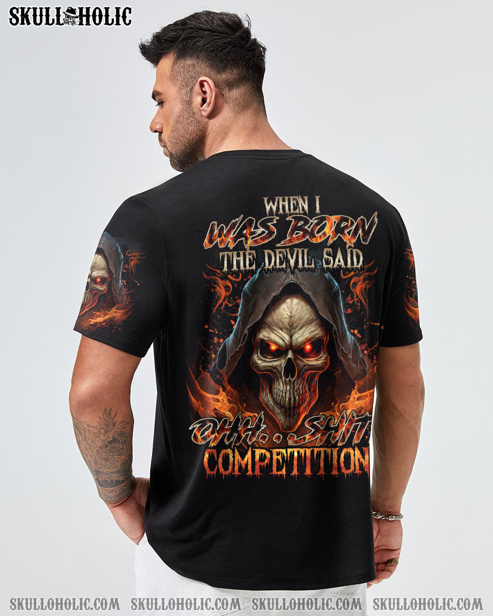 When I Was Born The Devil Said Ohh Sht Competition Grim Reaper Fire Skull AOP Shirts _8_ oHlbV
