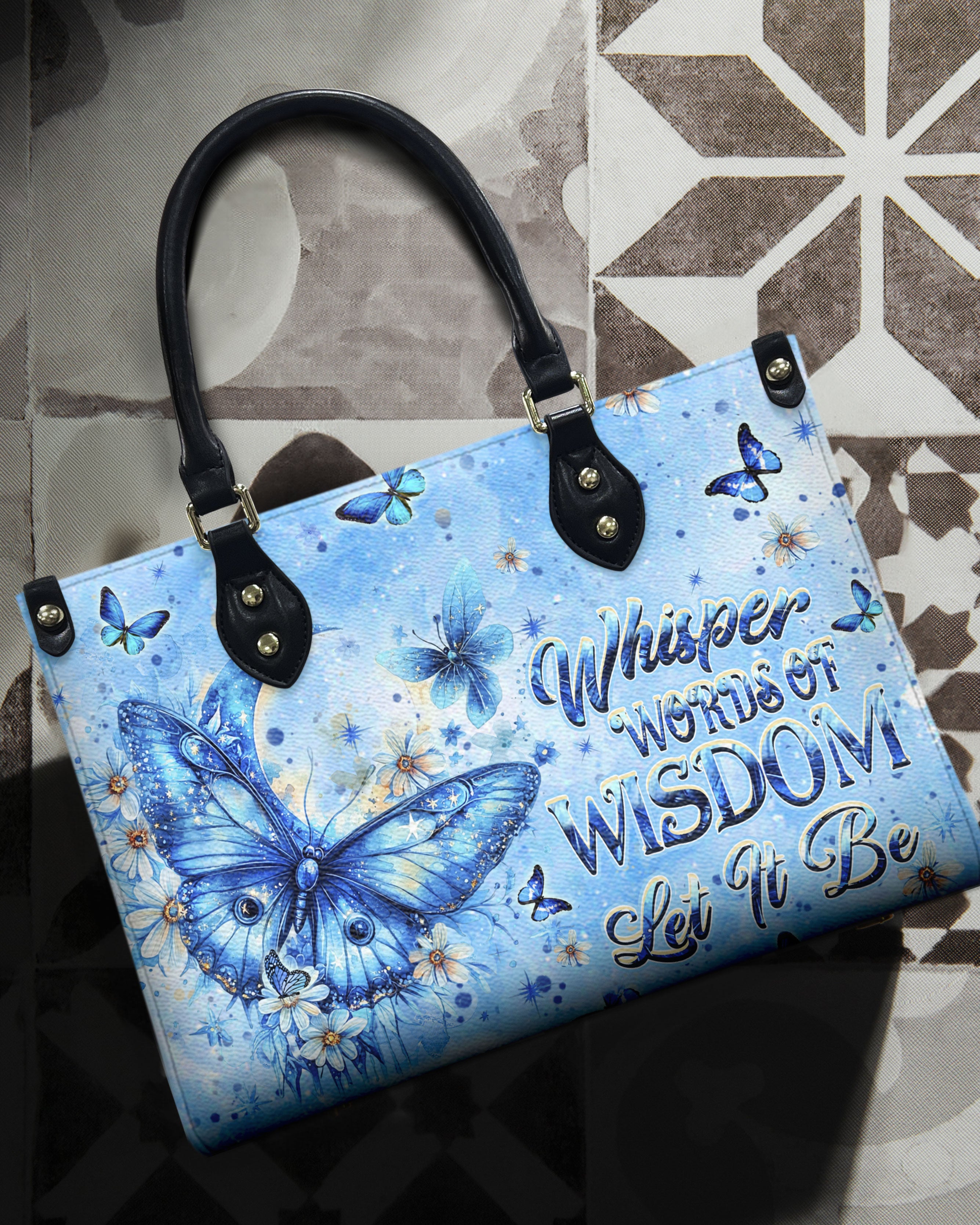 Whisper Words of Wisdom Let It Be Blue Butterfly Floral Hippie Leather Bag _3_ ukah4