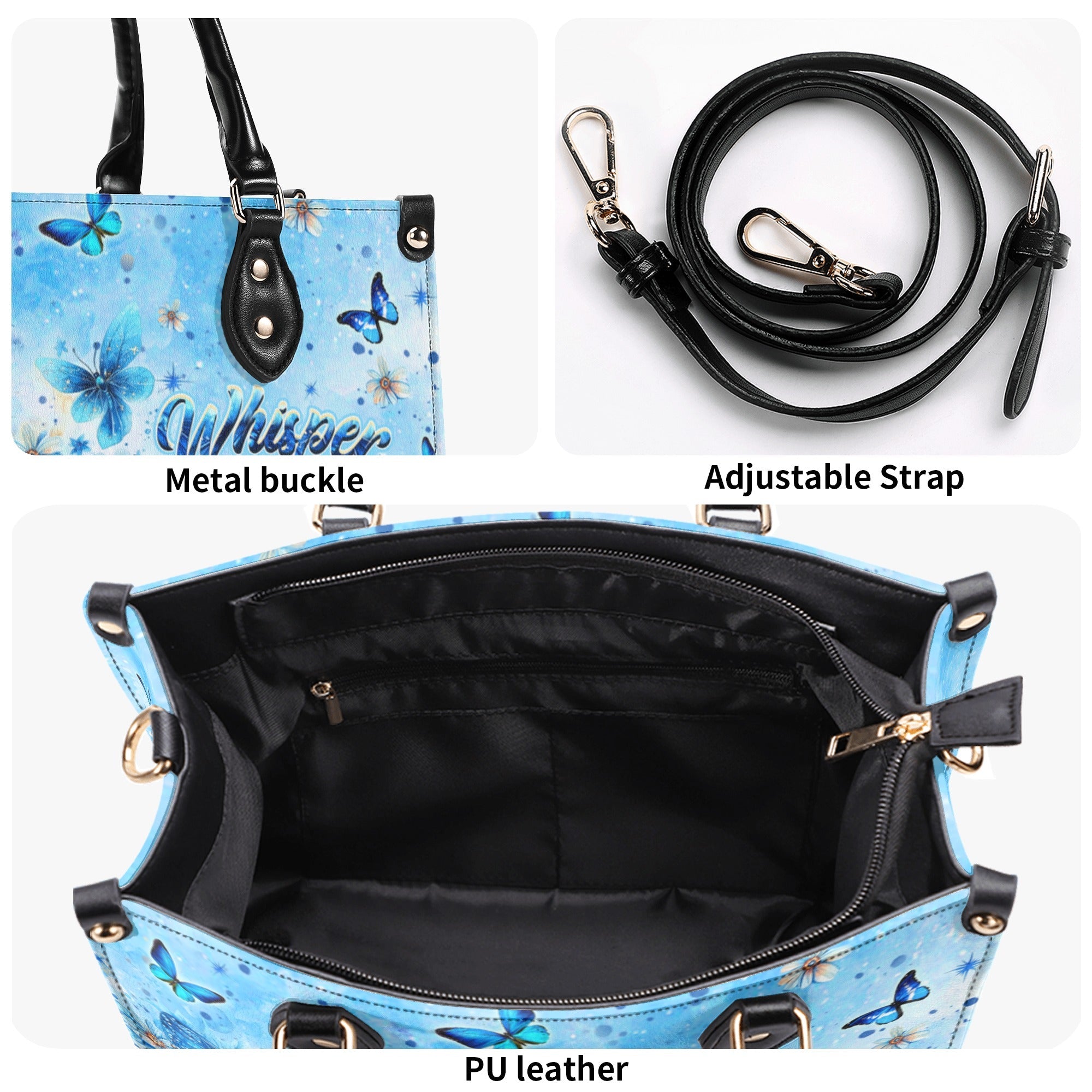 Whisper Words of Wisdom Let It Be Blue Butterfly Floral Hippie Leather Bag _6_ 4g9jE