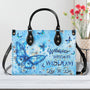 Whisper Words of Wisdom Let It Be Blue Butterfly Floral Hippie Leather Bag _7_ uwkop