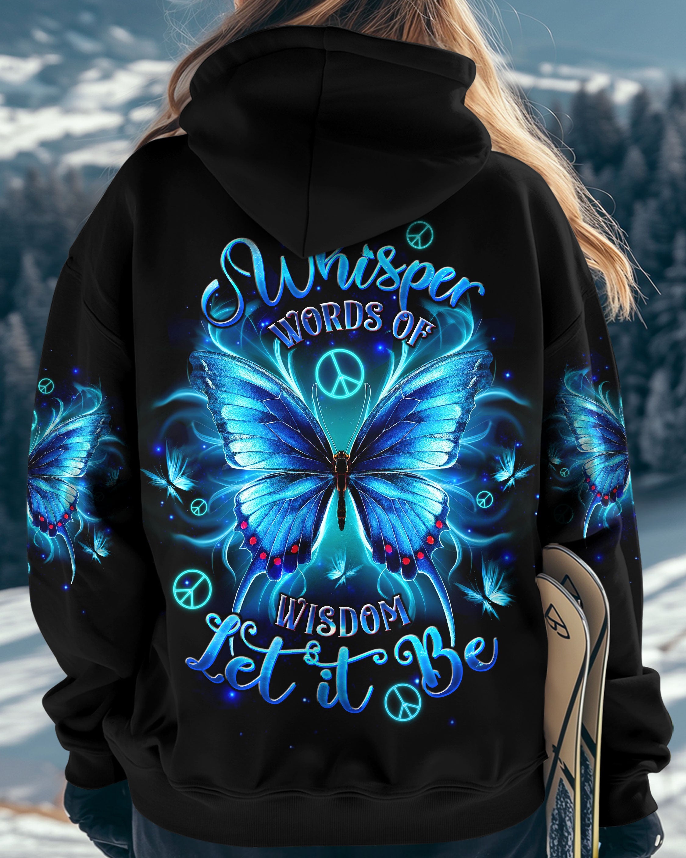 Whisper Words of Wisdom Let It Be Blue Butterfly Inspirational Graphic AOP Shirts _5_ jrgPw