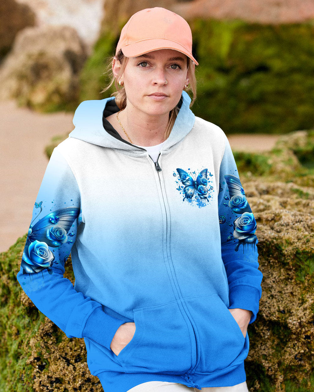 Whisper Words of Wisdom Let It Be Blue Butterfly and Rose Inspirational Wisdom AOP Shirts _11_ QF6Nc