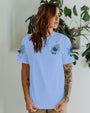 Whisper Words of Wisdom Let It Be Blue Sunflower with Butterfly Quote Graphic AOP Shirts _14_ JYYrc