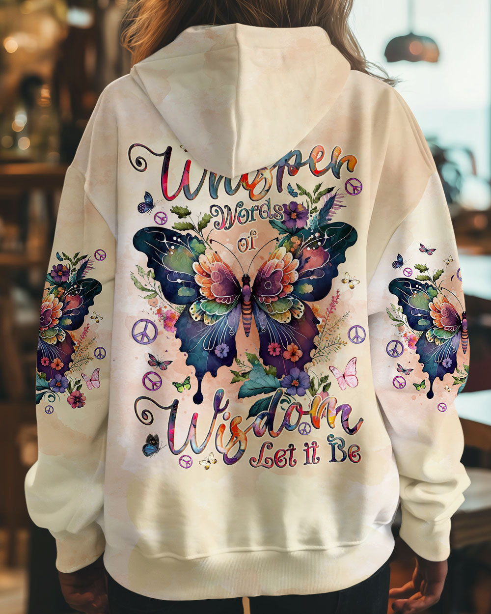 Whisper Words of Wisdom Let It Be Butterfly Floral Graphic AOP Shirts _12_ QMdPd