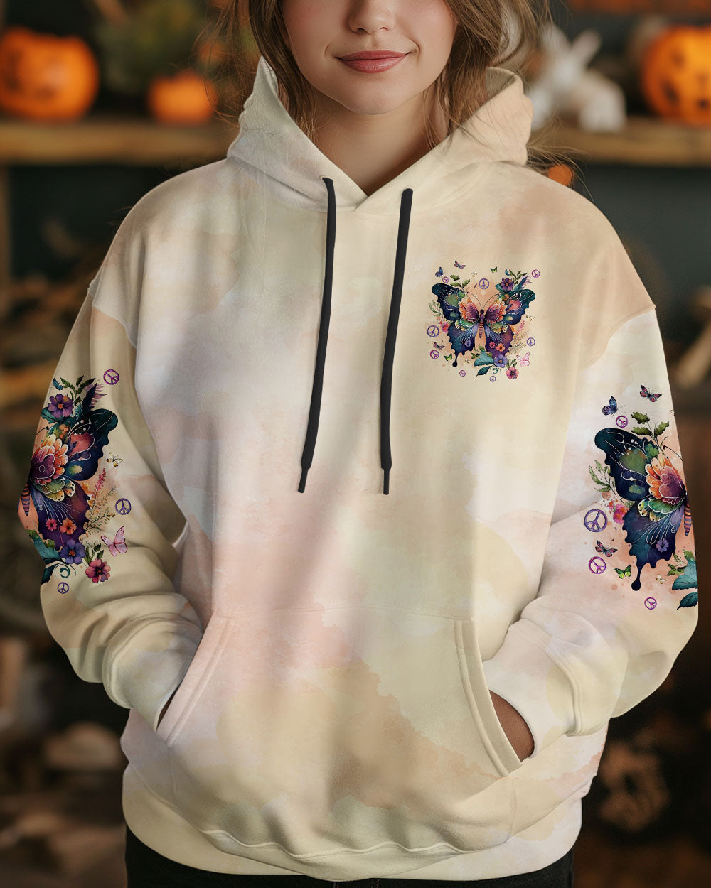 Whisper Words of Wisdom Let It Be Butterfly Floral Graphic AOP Shirts _4_ 5qZCT
