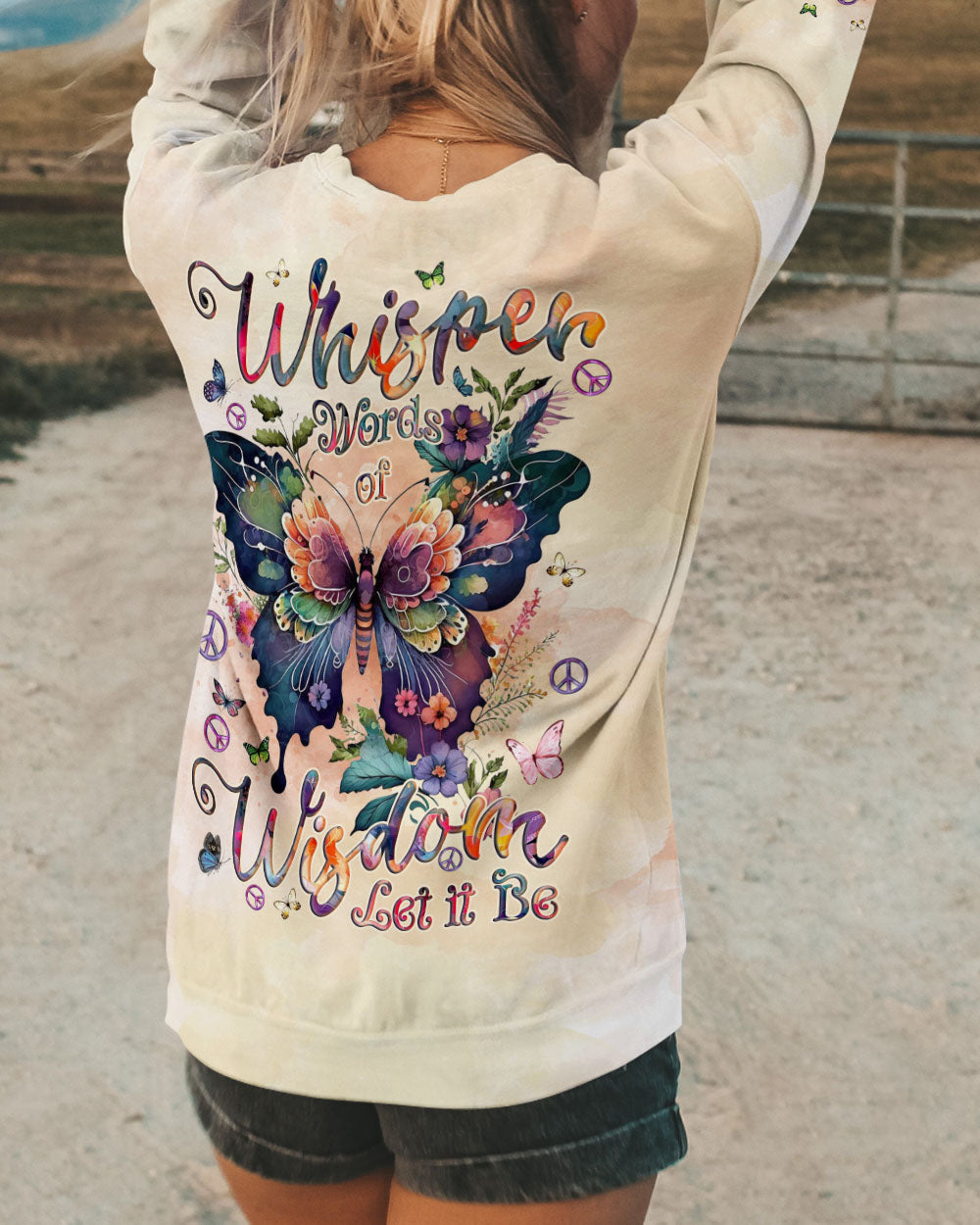 Whisper Words of Wisdom Let It Be Butterfly Floral Graphic AOP Shirts _7_ CrOPZ