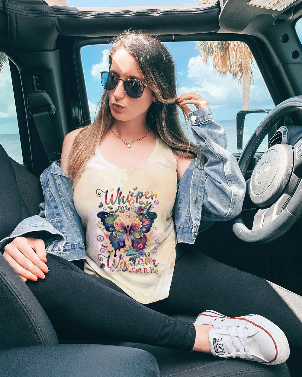 Whisper Words of Wisdom Let It Be Butterfly Floral Graphic AOP Shirts _9_ nX5fx