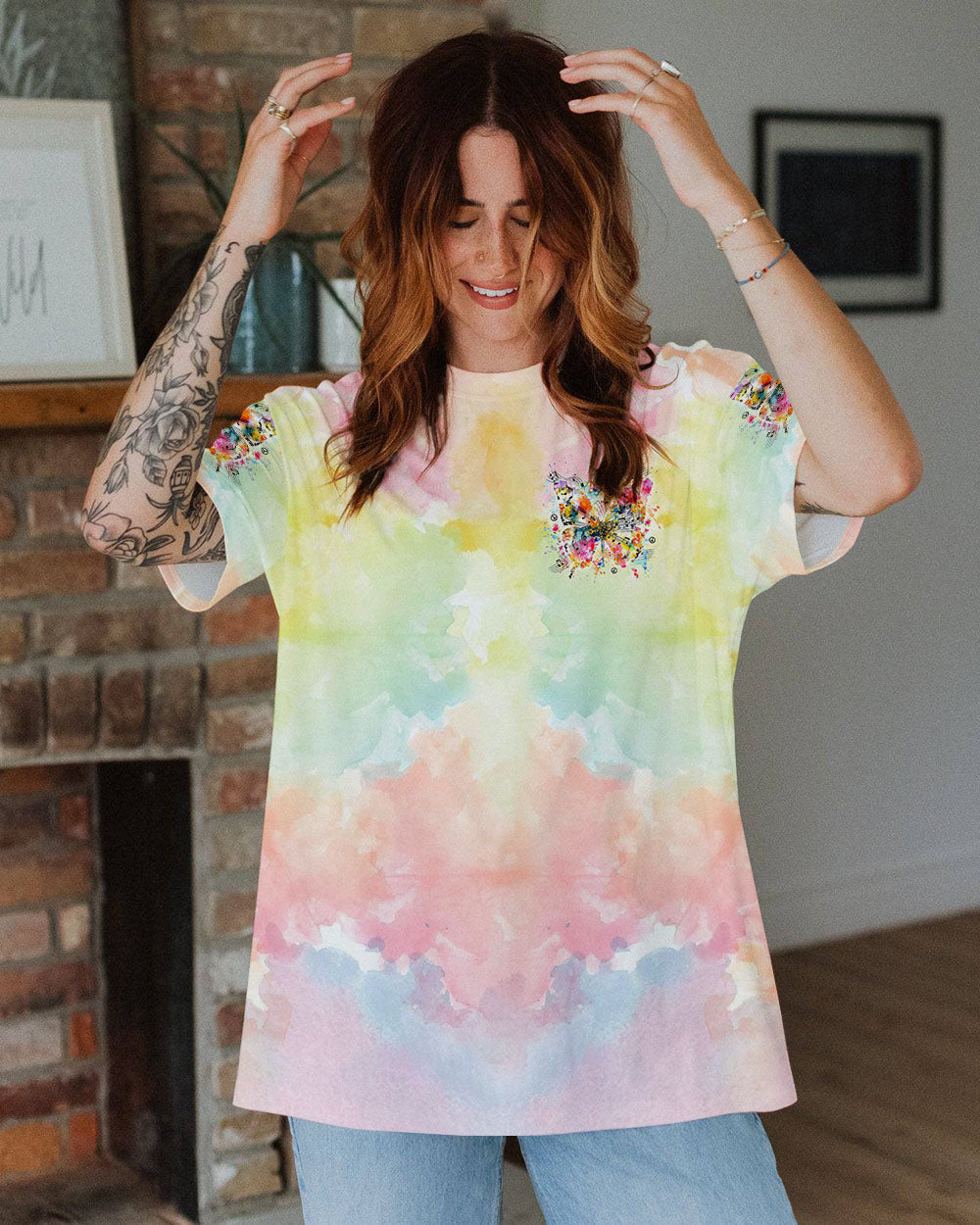 Whisper Words of Wisdom Let It Be Butterfly Tie Dye Musical Graphic AOP Shirts _3_ YwAF3