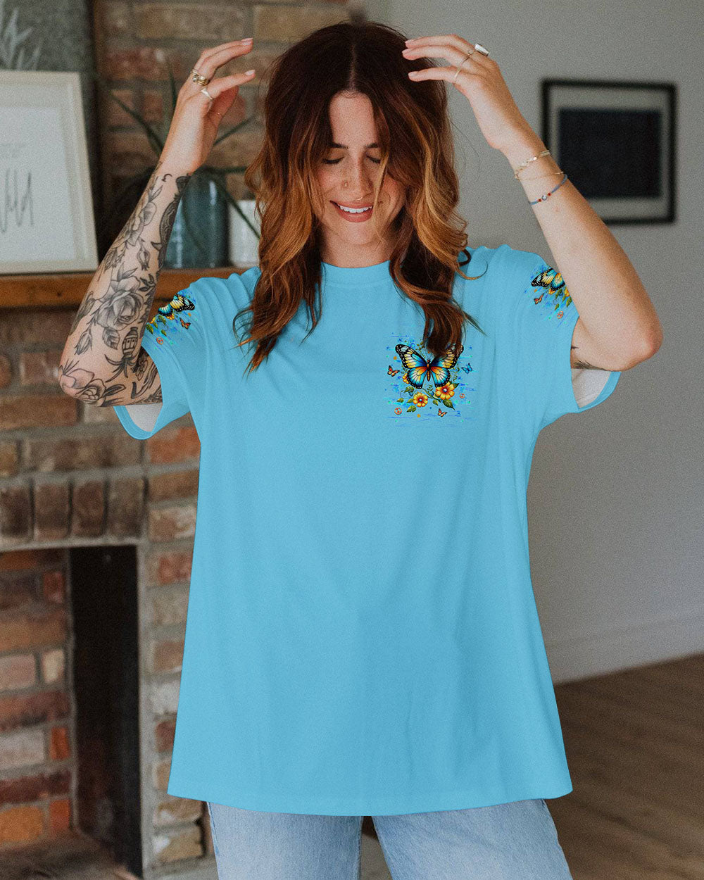 Whisper Words of Wisdom Let It Be Butterfly and Floral Graphic AOP Shirts _9_ xSljV