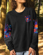 Whisper Words of Wisdom Let It Be Flower Guitar with Beach Graphic for Women AOP Shirts _8_ LMkn7