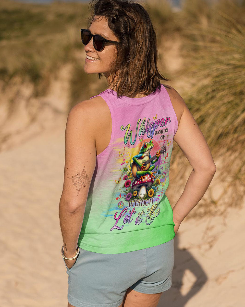 Whisper Words of Wisdom Let It Be Frog Palying Guitar Peaceful Tie Dye AOP Shirts _11_ xiI64