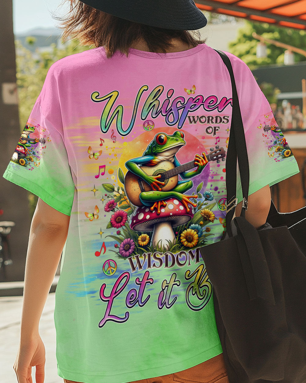 Whisper Words of Wisdom Let It Be Frog Palying Guitar Peaceful Tie Dye AOP Shirts _3_ t14CG
