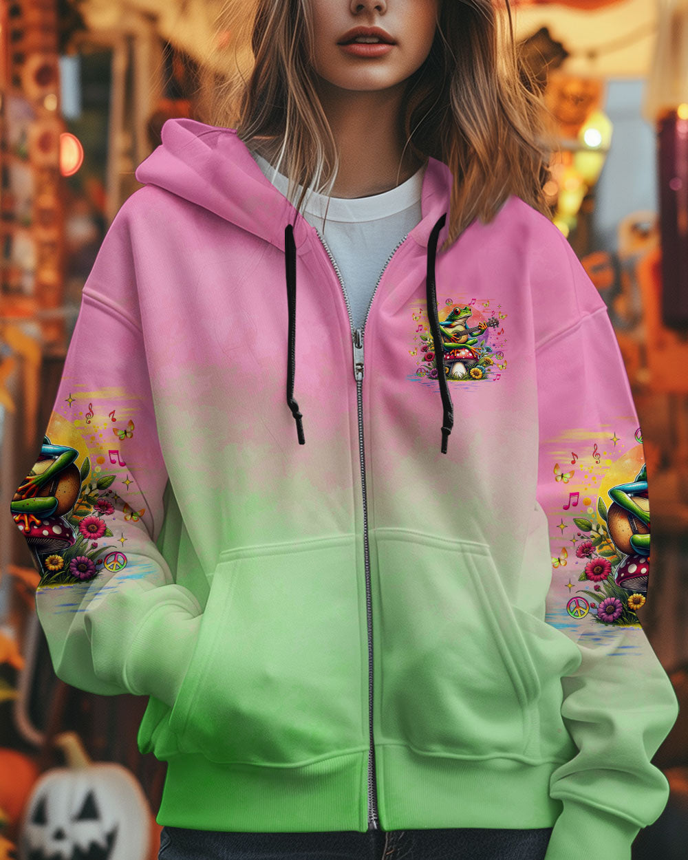 Whisper Words of Wisdom Let It Be Frog Palying Guitar Peaceful Tie Dye AOP Shirts _8_ aC9xH