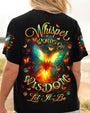 Whisper Words of Wisdom Let It Be Glowing Butterfly Inspirational AOP Shirts _3_ QswUR