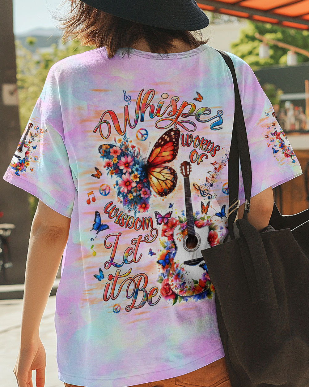 Whisper Words of Wisdom Let It Be Hippie Floral Butterfly Guitar Tie Dye AOP Shirts _5_ 3zUCy