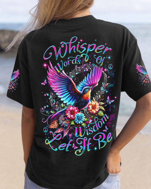 Whisper Words of Wisdom Let It Be - Hippie Spiritual Bird and Flower - AOP Shirts QT6042401