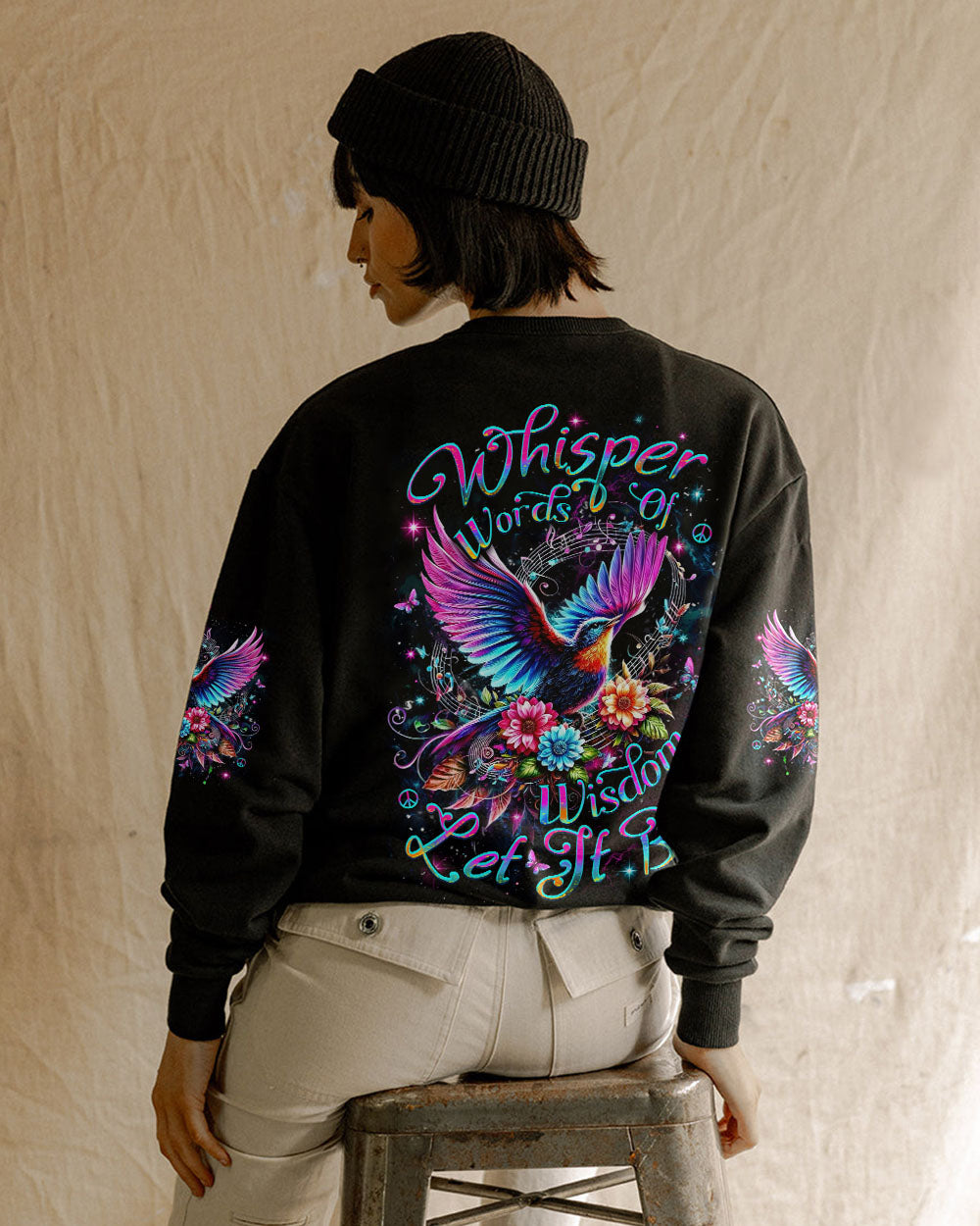 Whisper Words of Wisdom Let It Be Hippie Spiritual Bird and Flower AOP Shirts _9_ Aqqja