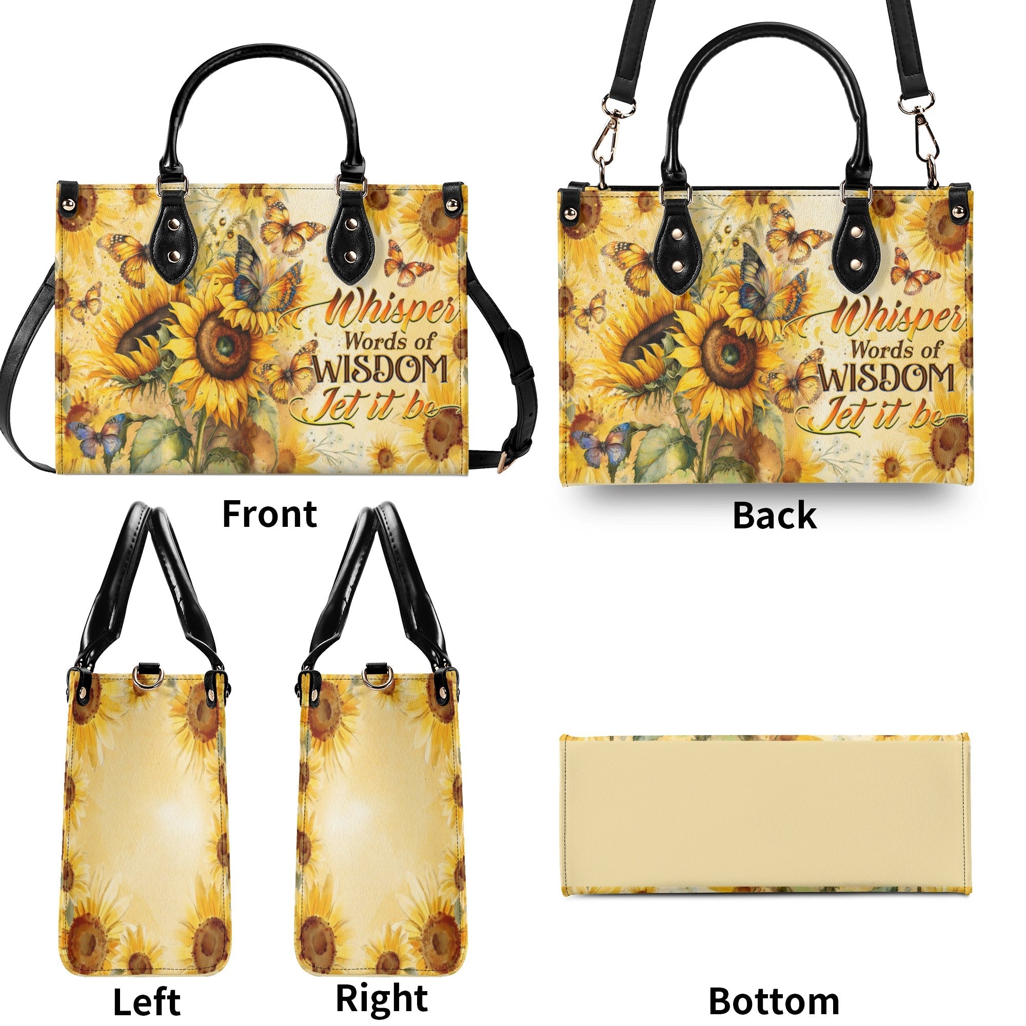 Whisper Words of Wisdom Let It Be Hippie Sunflower and Butterfly Leather Bag _2_ ugc6s