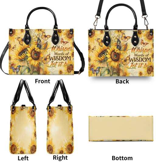 Whisper Words of Wisdom Let It Be Hippie Sunflower and Butterfly Leather Bag _2_ ugc6s
