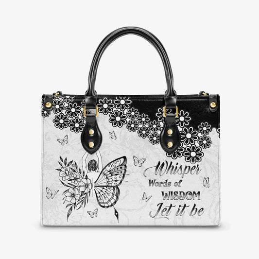 Whisper Words of Wisdom Let It Be Inspirational Black Floral Hippie Leather Bag _1_ ICq8d
