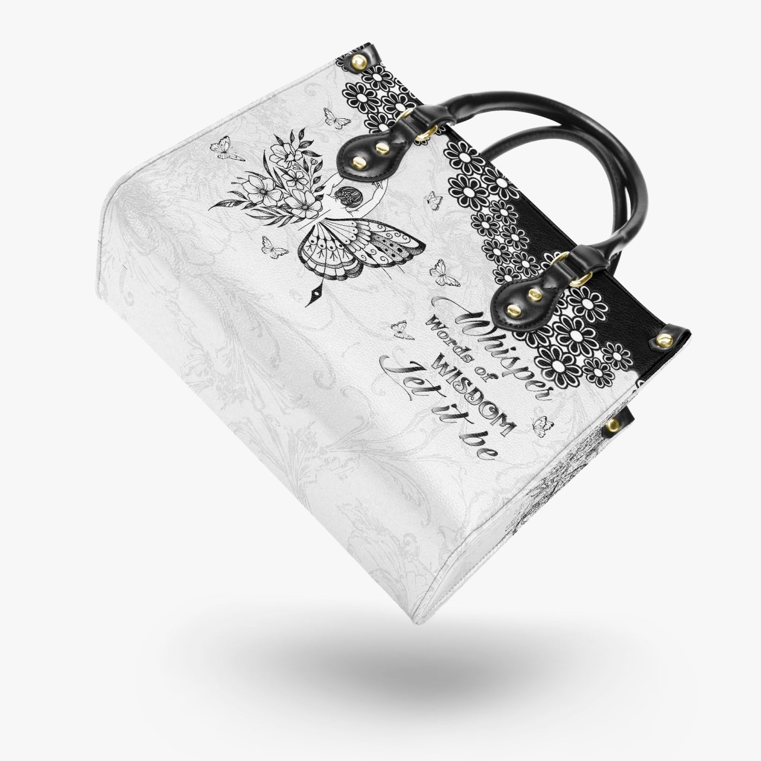 Whisper Words of Wisdom Let It Be Inspirational Black Floral Hippie Leather Bag _2_ 1cQzK