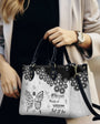 Whisper Words of Wisdom Let It Be Inspirational Black Floral Hippie Leather Bag _3_ VxsGJ