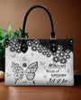 Whisper Words of Wisdom Let It Be Inspirational Black Floral Hippie Leather Bag _4_ vvVYE