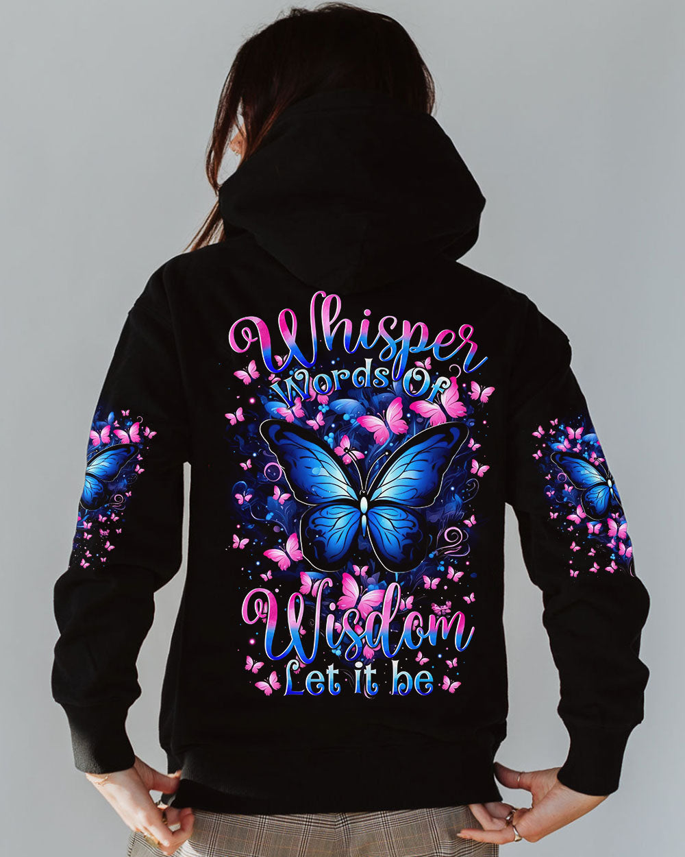 Whisper Words of Wisdom Let It Be Inspirational Blue Butterfly AOP Shirts _11_ 9yhoh