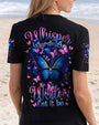 Whisper Words of Wisdom Let It Be Inspirational Blue Butterfly AOP Shirts _3_ ZM4bg