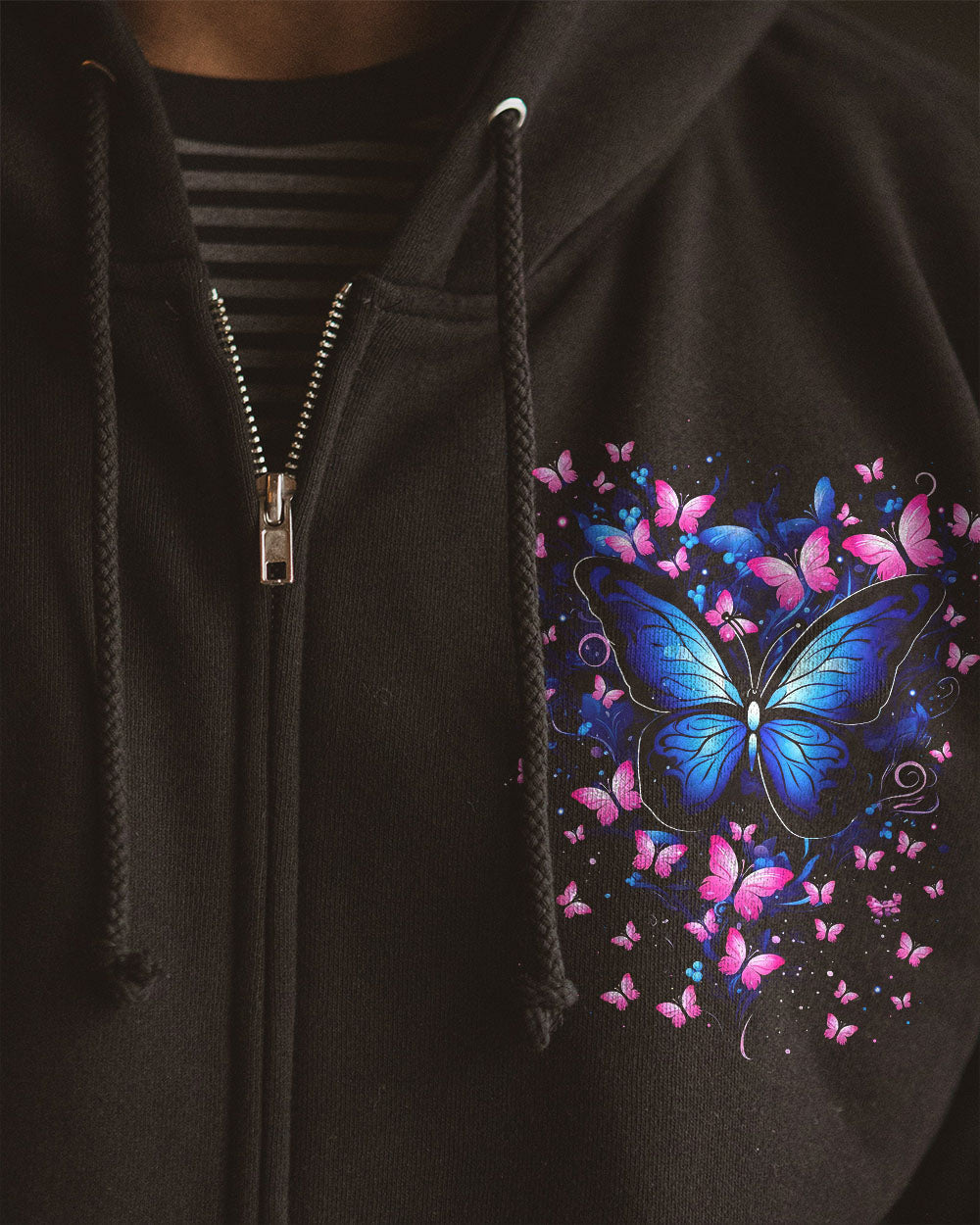 Whisper Words of Wisdom Let It Be Inspirational Blue Butterfly AOP Shirts _8_ T7agX