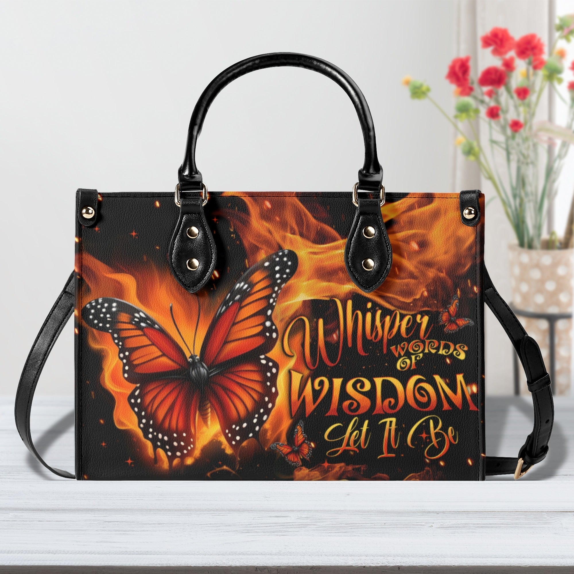 Whisper Words of Wisdom Let It Be Monarch Butterfly Hippie Leather Bag _1_ SwOci