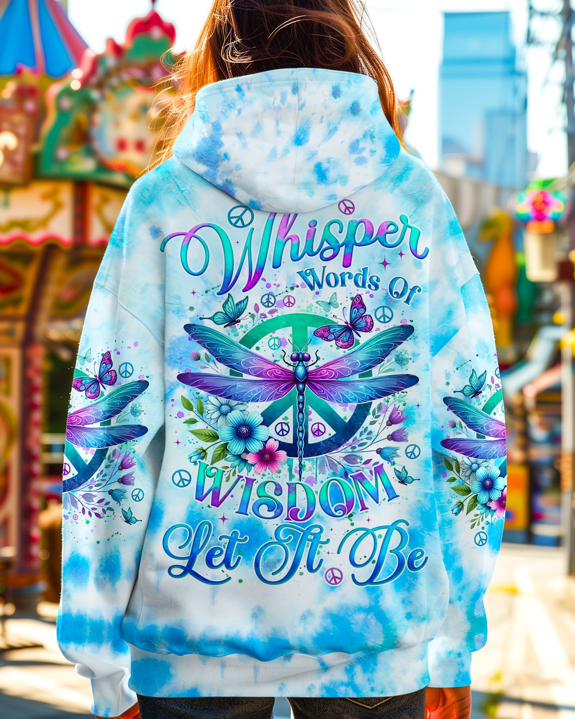 Whisper Words of Wisdom Let It Be Tie Dye Blue Dragonfly AOP Shirts _1_ ce9vk