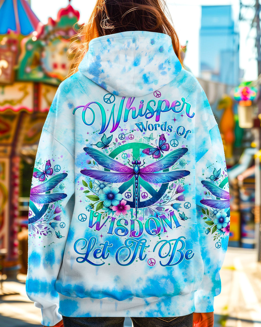 Whisper Words of Wisdom Let It Be Tie Dye Blue Dragonfly AOP Shirts _1_ ce9vk
