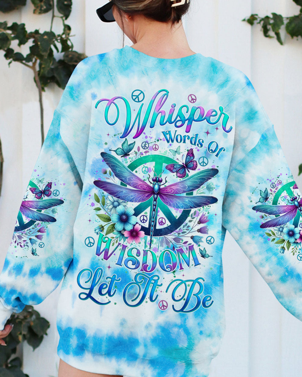 Whisper Words of Wisdom Let It Be Tie Dye Blue Dragonfly AOP Shirts _3_ wViWb