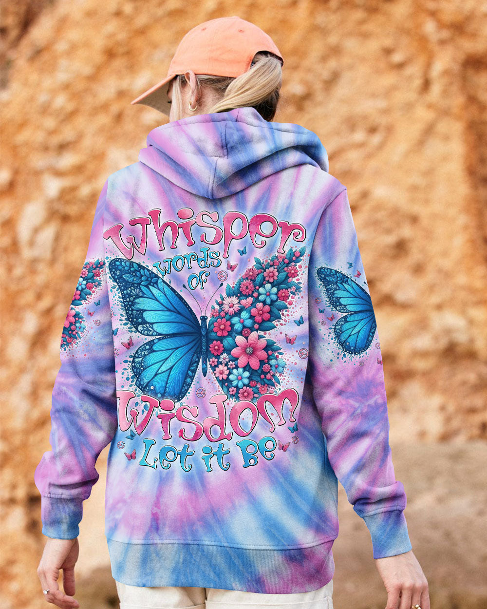 Whisper Words of Wisdom Let It Be Tie Dye Butterfly Graphic AOP Shirts _11_ M9mIh