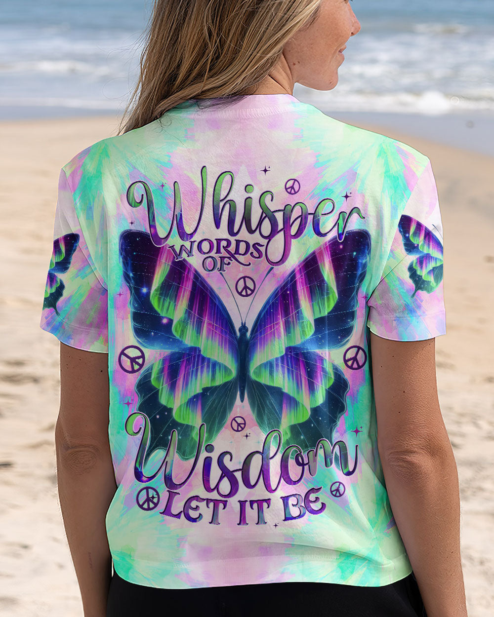 Whisper Words of Wisdom Let It Be Tie Dye Butterfly Peaceful AOP Shirts _12_ 1bmgs