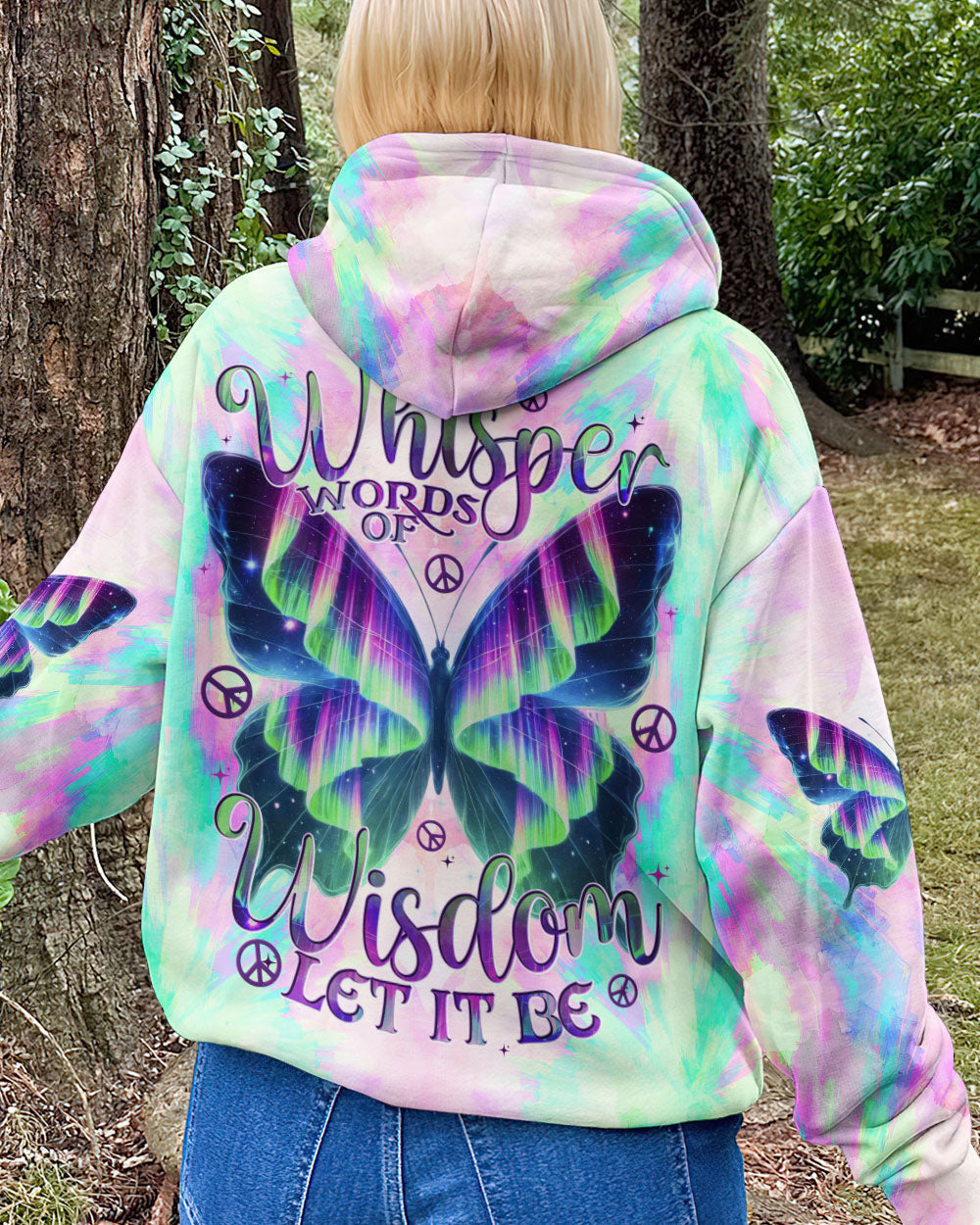 Whisper Words of Wisdom Let It Be Tie Dye Butterfly Peaceful AOP Shirts _8_ kcwqJ